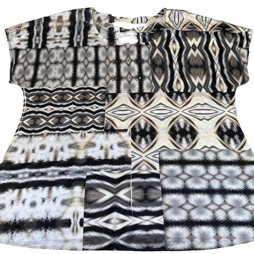 4s-‎ Womens Dressbarn 18/20 Short Sleeve Dress Shirt Black Cream White